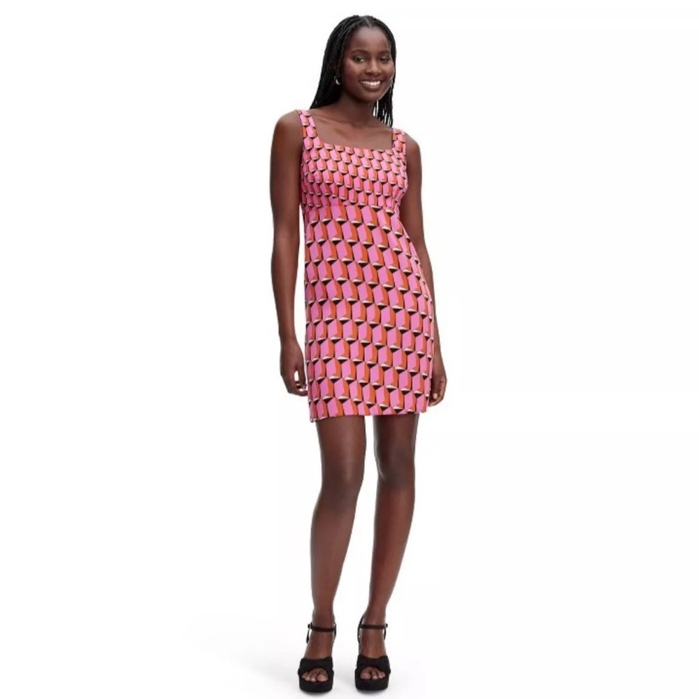 NWOT Diane Von Furstenberg x Target DVF Mini Shift Dress in Pink Modern Geo.